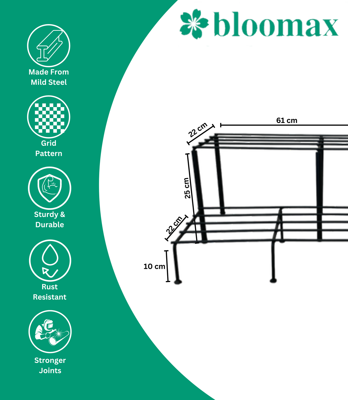 bloomax® Two Step Black Stand, 80 Kg Weight Carrying Capacity, 24-inches, Outdoor Indoor Use Gamla Stand, (Pack Available 1,2,3,4))