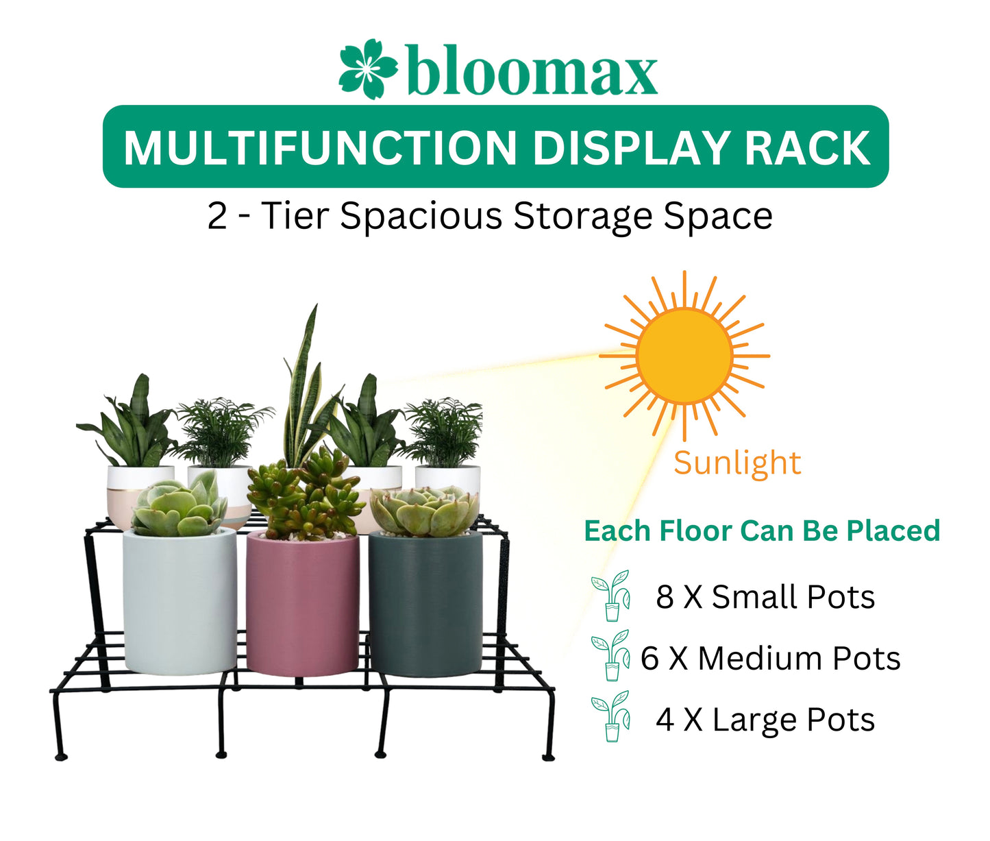 bloomax® Two Step Black Stand, 80 Kg Weight Carrying Capacity, 24-inches, Outdoor Indoor Use Gamla Stand, (Pack Available 1,2,3,4))