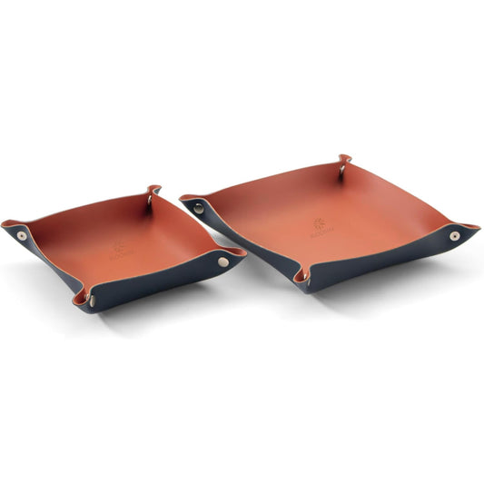 BLOOMAX® Multi-Purpose Desk Organiser Tray for Office Table/Study Table/Home/Makeup/Dressing Table | Spill-Proof | Vegan Leather | Leather Jewelry Valet Tray | 20 cm X 20 cm (Set-2) Rusty Red