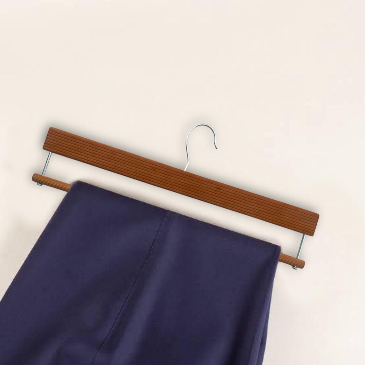 BLOOMAX® Natural Wood Slack/Trouser Pants Hangers with Non Slip Bar Smooth Finish, Durable Wooden Hangers - Slim & Sleek Hangers, 360° Hook- Ideal for Pants (Walnut)