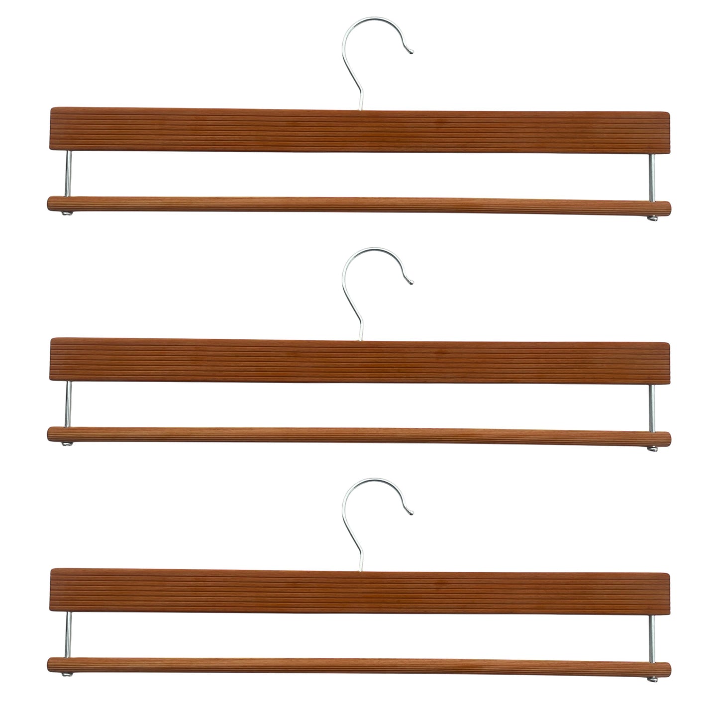 BLOOMAX® Natural Wood Slack/Trouser Pants Hangers with Non Slip Bar Smooth Finish, Durable Wooden Hangers - Slim & Sleek Hangers, 360° Hook- Ideal for Pants (Walnut)