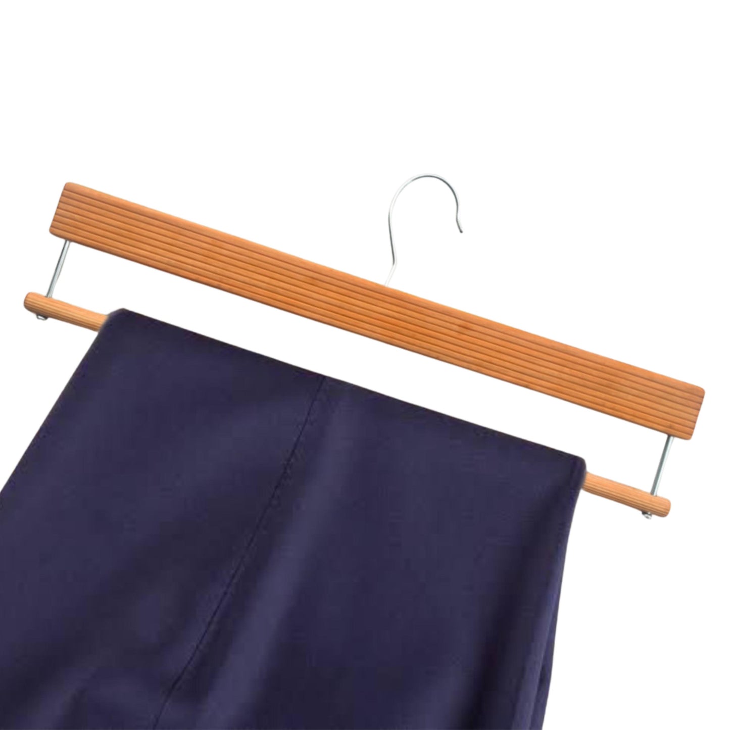 BLOOMAX® Natural Wood Slack/Trouser Pants Hangers with Non Slip Bar Smooth Finish, Durable Wooden Hangers - Slim & Sleek Hangers, 360° Hook- Ideal for Pants (Natural)