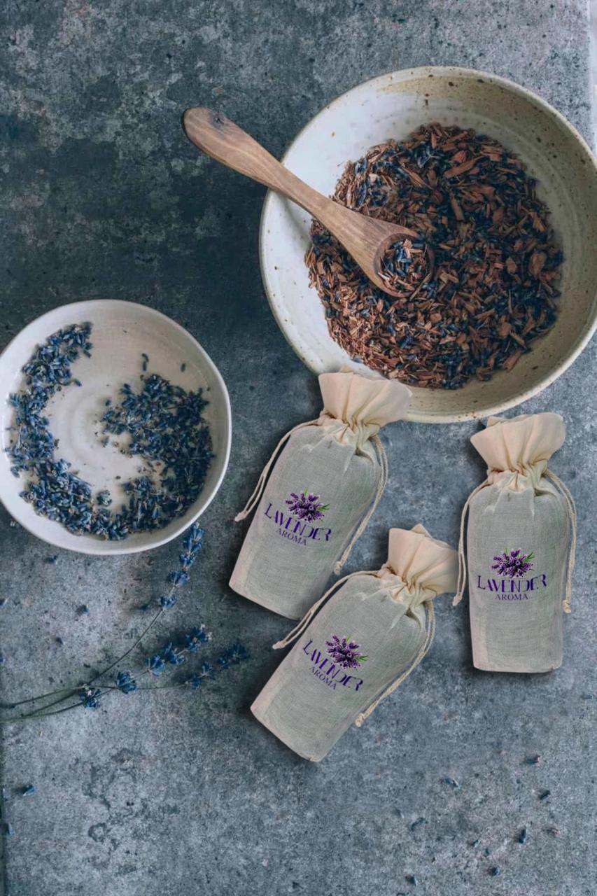 Lavender Sachet Bags/Pouch/Potli, Fresh Dried Lavender for Clothes Storage, Relaxing Fragrance,