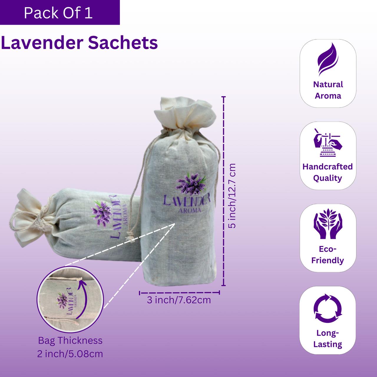 Lavender Sachet Bags/Pouch/Potli, Fresh Dried Lavender for Clothes Storage, Relaxing Fragrance,